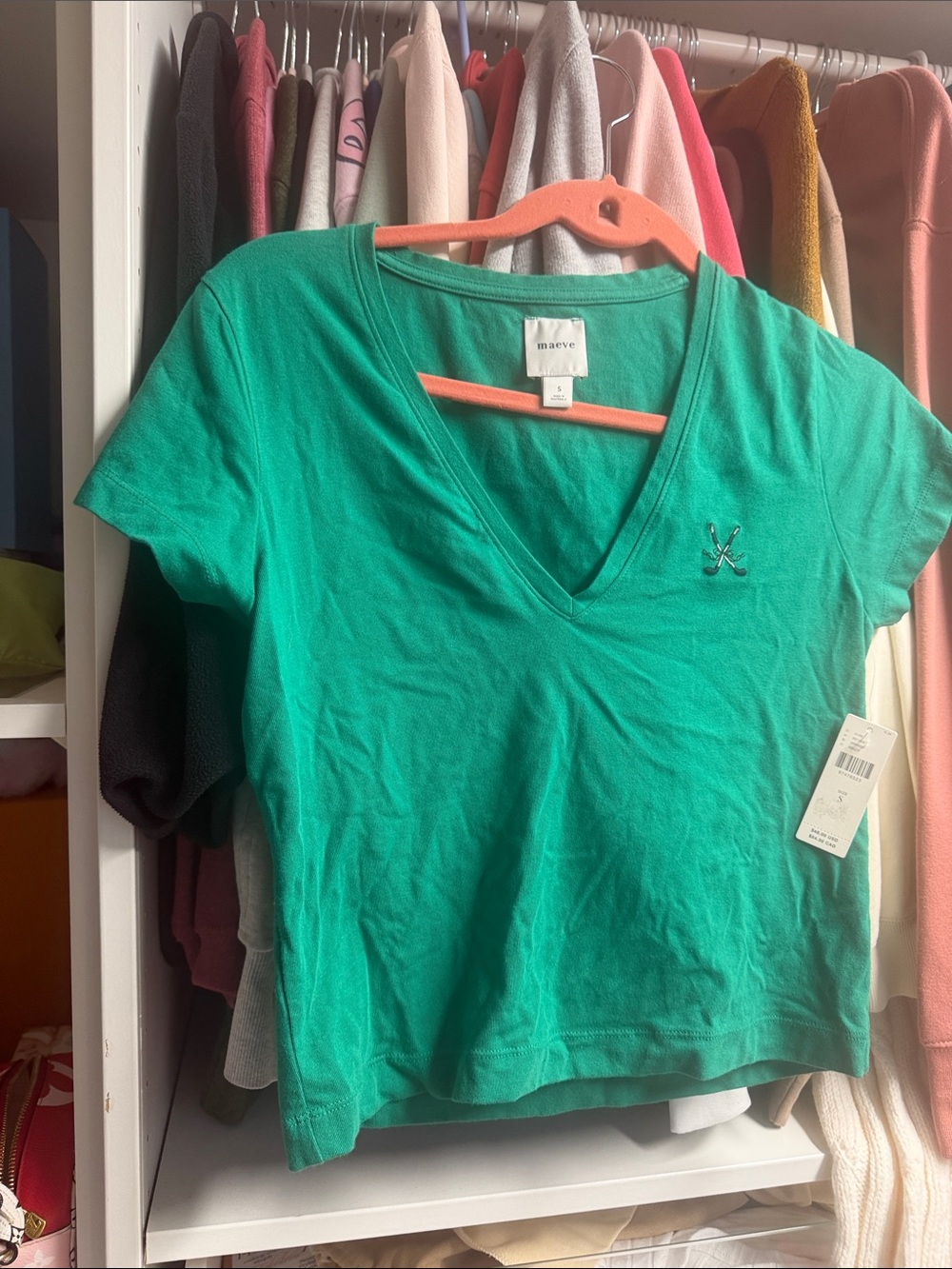 Maeve Emerald Green V-Neck Short Sleeve Tee